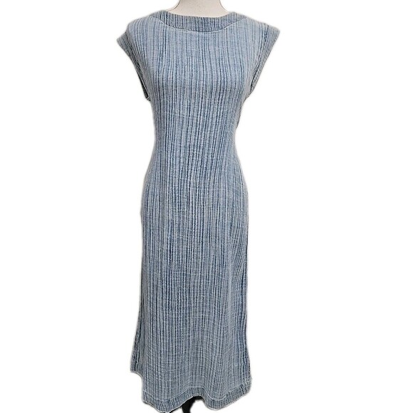 Faherty Dresses & Skirts - Faherty Gauze Blue Dye Midi Dress 100% Organic Cotton Women’s Sz  S Missing Belt